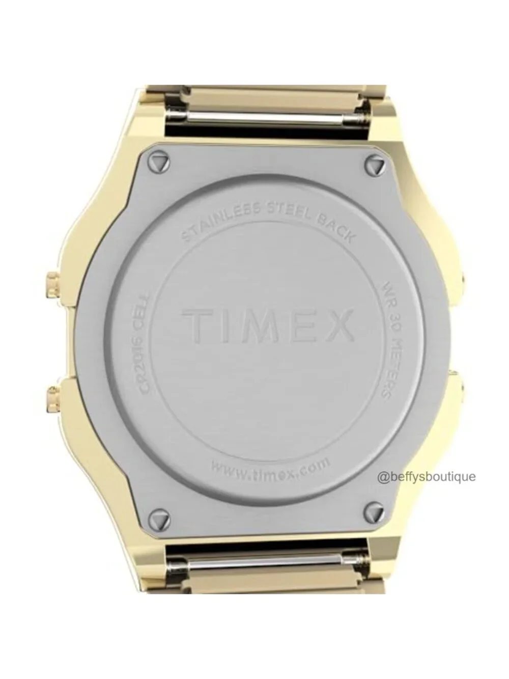 Retro Digital Quartz Watch - Gold-Tone Stainless Steel Bracelet